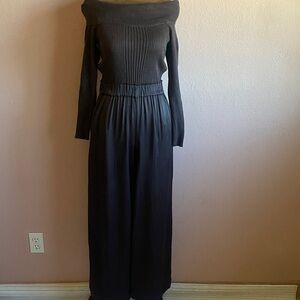 ANTHROPOLOGIE Chic Brawn Off-Shoulder Jumpsuit